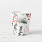 水エレガント色ボタニカルクリスマス カフェラテマグ (正面)