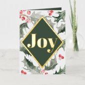 水エレガント色ボタニカルクリスマス 箔シーズンカード (正面)