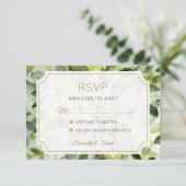 水エレガント色ボタニッ結婚クス 出欠カード (スタンド正面)