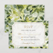 水エレガント色ボタニッ結婚クス 出欠カード (正面/裏面)