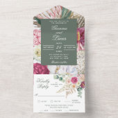 水エレガント色ボホフローラカントリーウェディングすべて オールインワン招待状 (内側)