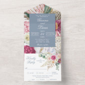 水エレガント色ボホフローラカントリーウェディング オールインワン招待状 (内側)