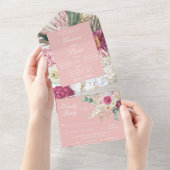 水エレガント色ボホフローラカントリーウェディング オールインワン招待状 (貼ってはがせる)