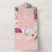 水エレガント色ボホフローラカントリーウェディング オールインワン招待状 (内側)