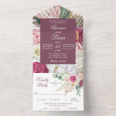 水エレガント色ボホフローラカントリーウェディング オールインワン招待状 (内側)