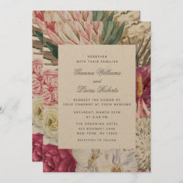 水エレガント色ボホフローラカントリーウェディング 招待状