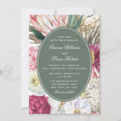 水エレガント色ボホフローラカントリーウェディング 招待状 (正面)