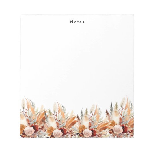 水エレガント色ボホフローラパーソナライズされた ノートパッド (正面)