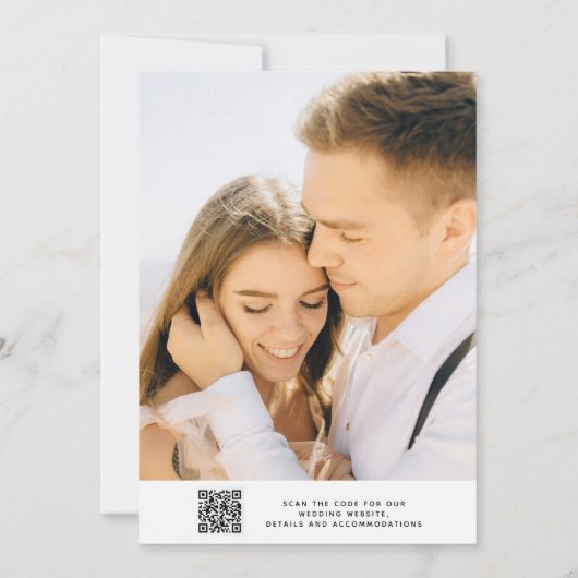 水エレガント色ボホフローラフォト結婚ズ 招待状 (裏面)