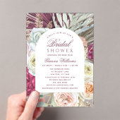 水エレガント色ボホフローラブライダルシャワー アクリル招待状 (インサイチュ (ポータブル))