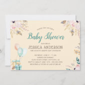 水エレガント色ボホベイビーシャワー 招待状 (正面)