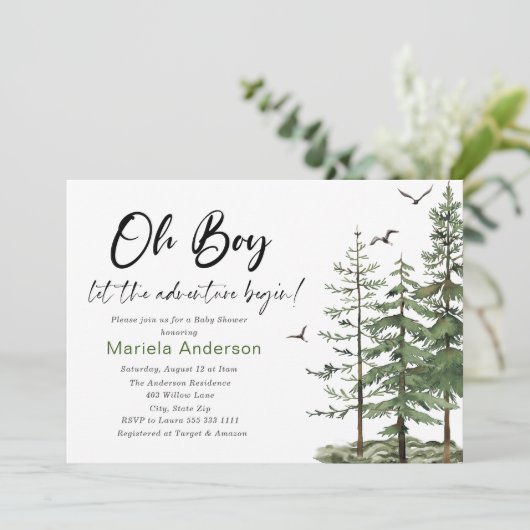 水エレガント色ボーイアドベンチャー開始ベビーショー 招待状 (スタンド正面)