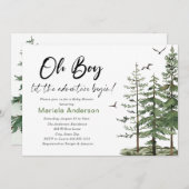 水エレガント色ボーイアドベンチャー開始ベビーショー 招待状 (正面/裏面)