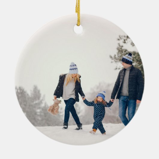 水エレガント色ポインセチアのクリスマス写真 セラミックオーナメント (裏面)