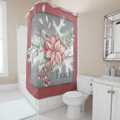 水エレガント色ポインセチアカスタムクリスマス シャワーカーテン (インサイチュ)