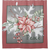 水エレガント色ポインセチアカスタムクリスマス シャワーカーテン (正面)