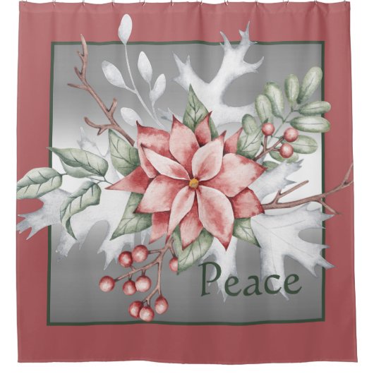 水エレガント色ポインセチアカスタムクリスマス シャワーカーテン (正面)