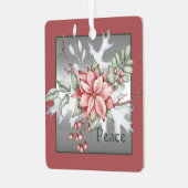 水エレガント色ポインセチアカスタムクリスマス メタルオーナメント (正面左)