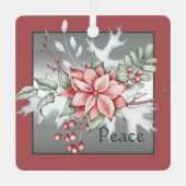 水エレガント色ポインセチアカスタムクリスマス メタルオーナメント (正面)