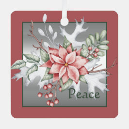 水エレガント色ポインセチアカスタムクリスマス メタルオーナメント