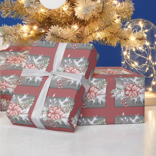 水エレガント色ポインセチアカスタムクリスマス ラッピングペーパー (クリスマス)