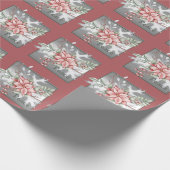 水エレガント色ポインセチアカスタムクリスマス ラッピングペーパー (角)