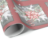 水エレガント色ポインセチアカスタムクリスマス ラッピングペーパー (ロールコーナー)