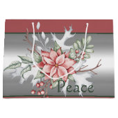 水エレガント色ポインセチアカスタムクリスマス ラージペーパーバッグ (正面)