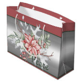 水エレガント色ポインセチアカスタムクリスマス ラージペーパーバッグ (裏面アングル)