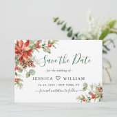 水エレガント色ポインセチアパインブランチ結婚ズ セーブザデート (スタンド正面)