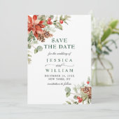 水エレガント色ポインセチアパインブランチ結婚ズ セーブザデート (スタンド正面)