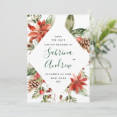 水エレガント色ポインセチアパインブランチ結婚ズ セーブザデート (スタンド正面)