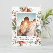 水エレガント色ポインセチアパインブランチ結婚ズ セーブザデート (スタンド正面)