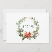 水エレガント色ポインセチアパインブランチ結婚ズ セーブザデート (裏面)