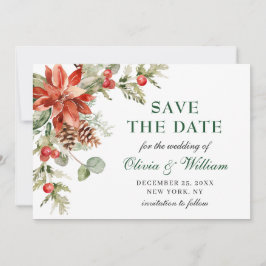 水エレガント色ポインセチアパインブランチ結婚ズ セーブザデート
