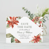 水エレガント色ポインセチアパインブランチ結婚ズ セーブザデート (スタンド正面)