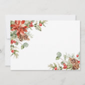 水エレガント色ポインセチアパインブランチ結婚ズ セーブザデート (裏面)