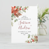 水エレガント色ポインセチアパインブランチ結婚ズ セーブザデート (スタンド正面)