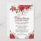 水エレガント色ポインセチアパーティー赤 招待状 (正面)