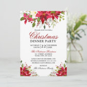 水エレガント色ポインセチアパーティー赤 招待状 (スタンド正面)