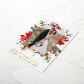 水エレガント色ポインセチアフローラ新着金ゴールド 箔シーズンカード (回転した状態)
