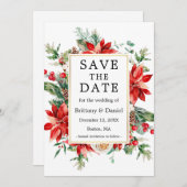 水エレガント色ポインセチアフローラ緑 セーブザデート (正面/裏面)