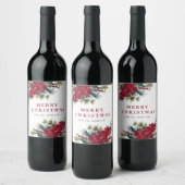 水エレガント色ポインセチア・クリスマス ワインラベル (ボトル)