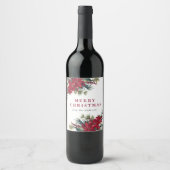 水エレガント色ポインセチア・クリスマス ワインラベル (正面)