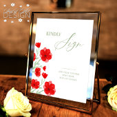 水エレガント色ポピーフローラゲストブックサイン 台座サイン