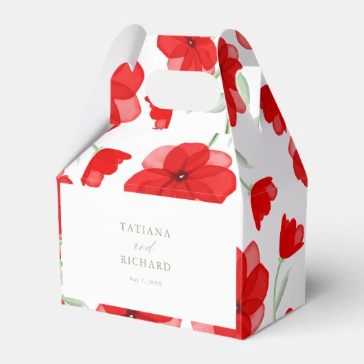 水エレガント色ポピー花パタ結婚ーン フェイバーボックス (正面サイド)