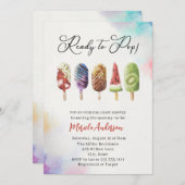 水エレガント色ポプシクル赤ちゃんシャワー 招待状 (正面/裏面)