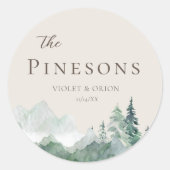 水エレガント色マウンテン結婚式の引き出物シール ラウンドシール (正面)