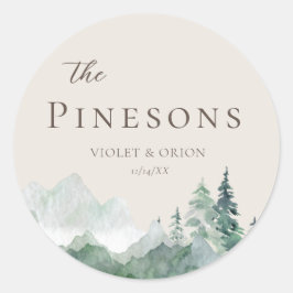 水エレガント色マウンテン結婚式の引き出物シール ラウンドシール
