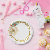 水エレガント色マグノリアと金ゴールドリース ペーパープレート (パーティー)